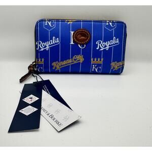 Dooney & Bourke Kansas City Royals Blue MLB Zip Around Wallet Leather Trim